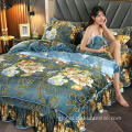 Velvet Printing Bedskirt Set 100% Crystal velvet printed bedskirt sets Supplier